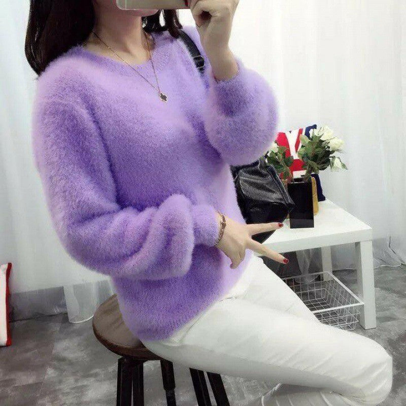 Girls Autumn And Winter Clothes Loose Water Like Knit Bottoming Shirt